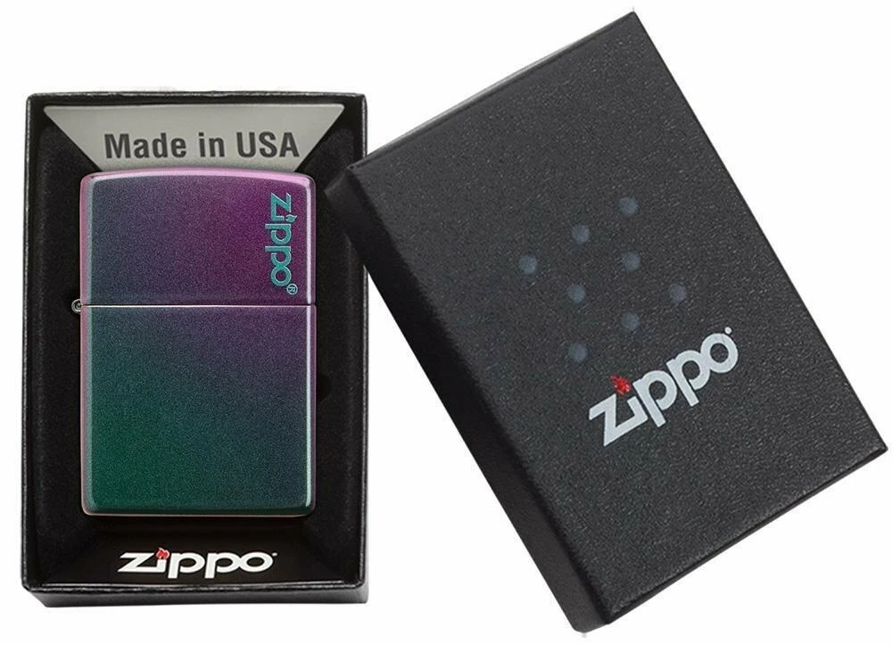 POCKET LIGHTER - ZIPPO - IRIDESCENT VIOLET + LOGO, SATIN FINISH GENUINE POCKET LIGHTER NEW #49146ZL 4 POCKET LIGHTER - ZIPPO - IRIDESCENT VIOLET + LOGO, SATIN FINISH GENUINE POCKET LIGHTER NEW #49146ZL - Image 2