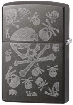 POCKET LIGHTER - ZIPPO - ICED SKULLS LIGHTER, GRAY DUSK FINISH, WINDPROOF #28685