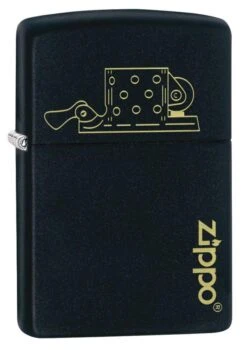 POCKET LIGHTER - ZIPPO - LOGO WITH INSERT DESIGN BLACK MATTE GENUINE WINDPROOF LIGHTER #49218